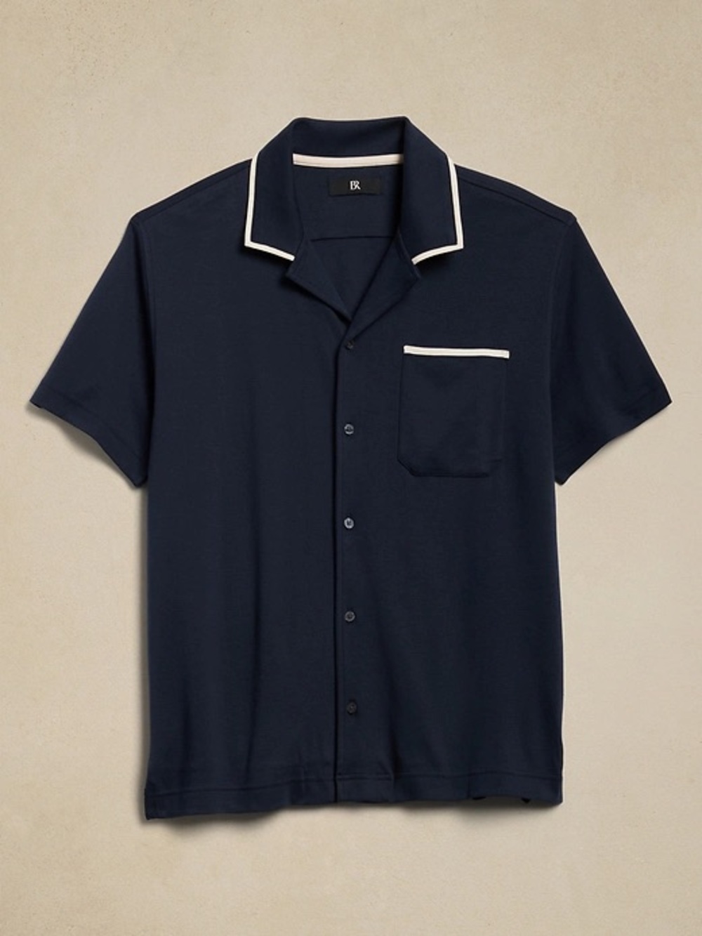 Banana Republic Luxury Touch Navy Blue Resort Shirt